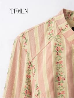 TFMLN Jacquard Striped Flower Print Jackets 2026 Autumn Chic Causal Single Breasted Stand Collar Outwear High Street Ladies Coat
