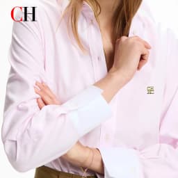 CH Gold Logo Left Chest Premium Cotton Dress Shirt Women Soft Breathable Wrinkle Resistant Office Daily Tops