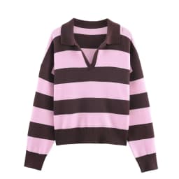 Nlzgmsj 2025 Autumn High Street Chic Women Striped Knitted Sweaters Women Full Sleeve Vintage Style Tops