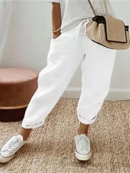 2026 Summer Cotton Linen Pants Women Drawstring High Waist Elastic Casual Trousers Breathable Female Bottoms Loose Pencil Pants