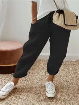 2026 Summer Cotton Linen Pants Women Drawstring High Waist Elastic Casual Trousers Breathable Female Bottoms Loose Pencil Pants
