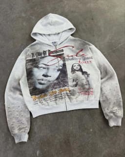 Y2K American Style Men's and Women's Zipper Style Hooded Gray Sweatshirt Jacket, Thick and Sturdy, Warm Sweatshirt