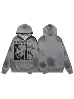 Y2K American Style Men's and Women's Zipper Style Hooded Gray Sweatshirt Jacket, Thick and Sturdy, Warm Sweatshirt