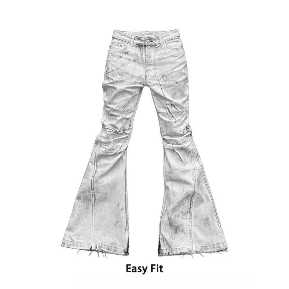 American Retro Hot Girl Tie-Dye Women's High-Waisted Bell-Bottom Pants Slim Ripped New Autumn And Winter Washed Casual Trousers