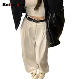 Botvotee Summer White Jeans for Women Wide Leg High Waisted Straight Denim Pants Elegant Casual Female Jeans