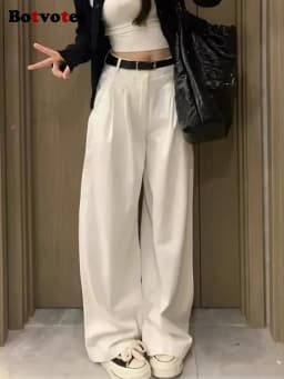 Botvotee Summer White Jeans for Women Wide Leg High Waisted Straight Denim Pants Elegant Casual Female Jeans