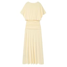Women's Dress 2026 Summer New Style Solid Color Short Sleeve Ruffle Decor Midi Maxi Dress Elegant and Gentle Romantic