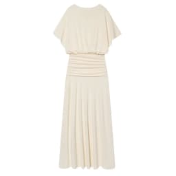 Women's Dress 2026 Summer New Style Solid Color Short Sleeve Ruffle Decor Midi Maxi Dress Elegant and Gentle Romantic