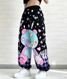 Spring and Autumn Women's Men's Gothic Hip Hop Yami Kawaii Y2K Skull Print Street Style Casual Long Jogger Pants