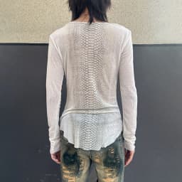 Karrcat Trashy Y2k Snakeskin Print T-shirt Grunge Aesthetics Long Sleeve Knitted Tops Vintage 2000s Streetwear American Retro