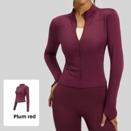 S-3XL Women Full Zip Yoga Jacket Thumb Hole Slim Fit Breathable Athletic Top for Gym Running Workout Training&Daily Casual Wear