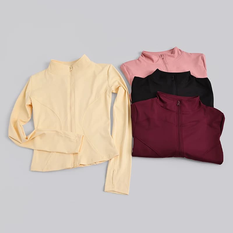 S-3XL Women Full Zip Yoga Jacket Thumb Hole Slim Fit Breathable Athletic Top for Gym Running Workout Training&Daily Casual Wear
