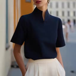 2026 European American Summer Womens Solid Chiffon Stand Collar Shirt for Women Niche Sense Design Temperament Commute Blouse