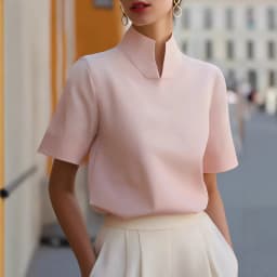 2026 European American Summer Womens Solid Chiffon Stand Collar Shirt for Women Niche Sense Design Temperament Commute Blouse