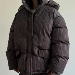 Warm Striped Cotton Coats Pants Set Women's Hooded Stand Collar Zipper Quilted Coat Elastic Waist Trousers 2026 Winter Outfits