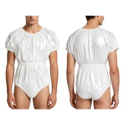 Men Women Waterproof Glossy Bodysuit Leak-proof Washable Diaper Cover Elderly Bedridden Special Needs Adaptive Jumpsuit Swimwear