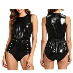 Men Women Waterproof Glossy Bodysuit Leak-proof Washable Diaper Cover Elderly Bedridden Special Needs Adaptive Jumpsuit Swimwear