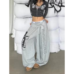 ZHIZOU Women Gray Gothic Baggy Y2k Letter Print Pants Harajuku 2000s Vintage Oversize Sweatpants Wide Leg Trousers Autumn 2025