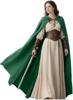 LisdinoL'VOW Medieval Hooded Cloak Linen Renaissance Cape With Hood - Halloween Hobbit Cosplay Witch Wizard LARP
