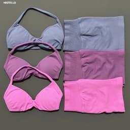 HISTELLO Gym Set 2 Piece Women Strappy Yoga Bra Top Workout Scrunch Shorts Sports Suit Fitness Clothes Seamless Yoga Set