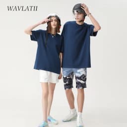 WAVLATII Women New 100% Cotton Solid T Shirts Female Pink White Casual Summer Tees Lady Oversized Short Sleeve Tops WT2401
