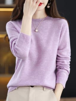 Fashion 100% Merino Wool Sweater Elegant Cashmere Pullover Women O-Neck Long Sleeve Knitwear Basic Clothing  Jumper Tops