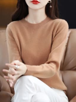 Fashion 100% Merino Wool Sweater Elegant Cashmere Pullover Women O-Neck Long Sleeve Knitwear Basic Clothing  Jumper Tops