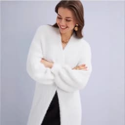 Autumn and winter loose and lazy style open knit coat, thick knee length imitation mink fur long sleeved sweater, warm jacket