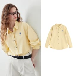 TOYOUTH Women's Color Block Heart Embroidery Blouse 2026 Summer New Pure Cotton Loose Button Down Morandi Color Daily Wear Top