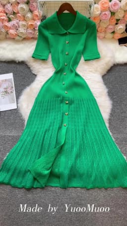 YuooMuoo Brand Fashion Vintage Turn-down Collar Knit Maxi Dress Elegant Single-breasted A-line Long Shirt Dress Lady Vestidos