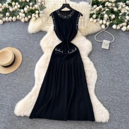 YuooMuoo Brand Fashion Vintage Turn-down Collar Knit Maxi Dress Elegant Single-breasted A-line Long Shirt Dress Lady Vestidos