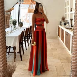 Tie-dye Gradient Hollow Out Women's Maxi Dress Elegant Off Shoulder A-line Hem Long Dresses New Summer 2025 Holiday Female Robes
