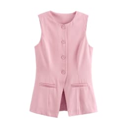 MUJER 2025 White Sleeveless Vest Women Button Summer Vests for Women Jacket Pink Vest Top Women Streetwear Women's Tailored Vest