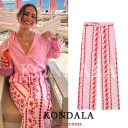 KONDALA Boho Chic Pink Embroidery Women Pants Wide Leg Vintage Holiday Women Pants Fashion 2026 Summer Elegant Long Pants