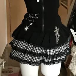 Harajuku Y2K Lace Sexy Cake Dark Punk Fluffy Versatile Skirt Subculture Splicing Plaid Skirt Girl (without accessories)