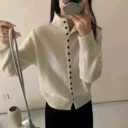 New Soft Comfortable Stand-Up Collar Sweater Cardigan Women Simple Single Breasted Cardigans Coat Autumn Solid Knitted Outerwear