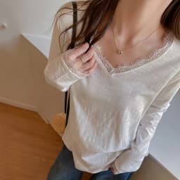 Sexy Lace Patchwork Long Sleeve Tshirt Women All Match Loose V Neck Pullover Woman Spring Autumn Basic Solid Color Tops Ladies