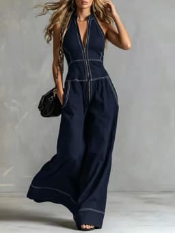 2026 New Women Stand Collar Sleeveless Jumpsuit Loose Casual Office Daily Wear Rompers