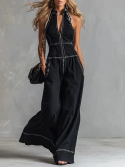 2026 New Women Stand Collar Sleeveless Jumpsuit Loose Casual Office Daily Wear Rompers