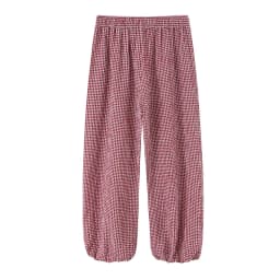 Women's Long Pants 2026 Summer New Style Red Plaid Drawstring Lantern Pants Long Pants Beach Vacation Casual Fashion