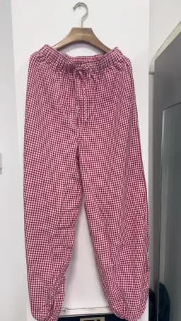Women's Long Pants 2026 Summer New Style Red Plaid Drawstring Lantern Pants Long Pants Beach Vacation Casual Fashion