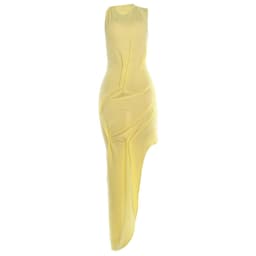 Sisterlinda Trend Fashion Sexy Long Dress Woman Backless O-Neck Sleeveless Irregular Shape Hem Vacation Ruched Elegant Vestidos