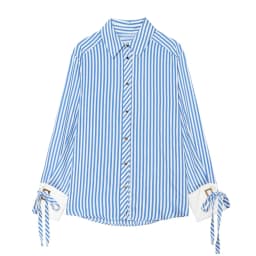 Women's Shirt 2026 Summer New Fashion Bow-tie Striped Shirt Jacket for Women Elegance Chic New Daily Ladies Shirt