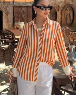 Women's Shirt 2026 Summer New Fashion Bow-tie Striped Shirt Jacket for Women Elegance Chic New Daily Ladies Shirt