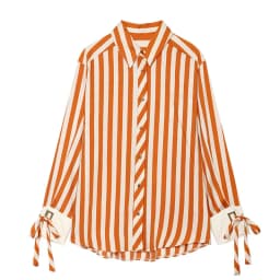 Women's Shirt 2026 Summer New Fashion Bow-tie Striped Shirt Jacket for Women Elegance Chic New Daily Ladies Shirt
