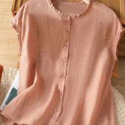 Women Cotton Linen Sleeveless Blouse Ruffle Collar Button Elegant Flying Sleeve Design Shirt Ladies Office Breathable Cardigan