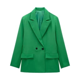 Willshela Women Fashion With Pockets Solid Double Breasted Blazer Vintage Long Sleeves Notched Neck Female Office Lady Outfits