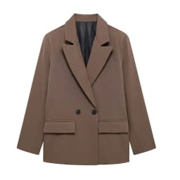 Willshela Women Fashion With Pockets Solid Double Breasted Blazer Vintage Long Sleeves Notched Neck Female Office Lady Outfits