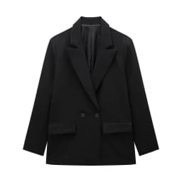 Willshela Women Fashion With Pockets Solid Double Breasted Blazer Vintage Long Sleeves Notched Neck Female Office Lady Outfits