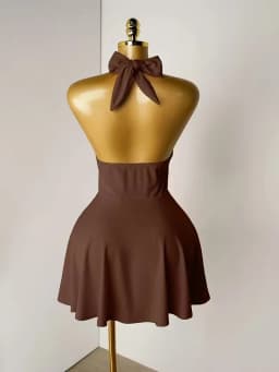 Women Halter Deep V Front Tie Cut Out Mini Dress 2026 Summer Y2K Night Club Party Flare Skirt Dresses